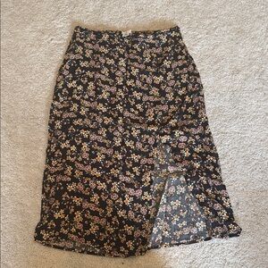 Tilly's Black Floral Midi Skirt